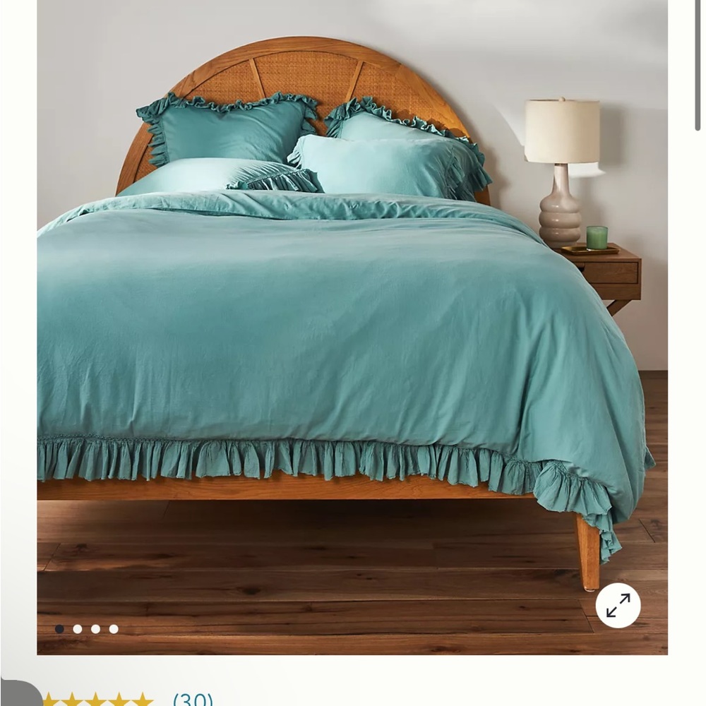 Anthroplogie Ruffled Organic Spa Sateen Duvet Cover